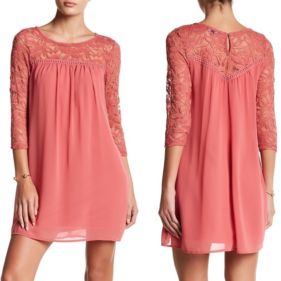 dusty pink shift dress